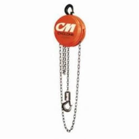 Cm Hand Chain Hoist, Single Reeved, 025 Ton, 10 Ft Lifting Height, 30 In Minimum Between Hooks, 23 Lb 4521